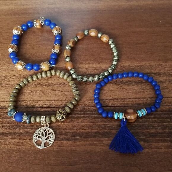 Tree of life 4 pc boho bracelet set - Picture 4 of 8